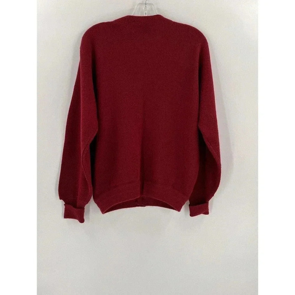 1980s Jefflon Lord Jeff 100% Dupont Orlon Acryclic USA Made Red Sweater Cardigan - Picture 2 of 7